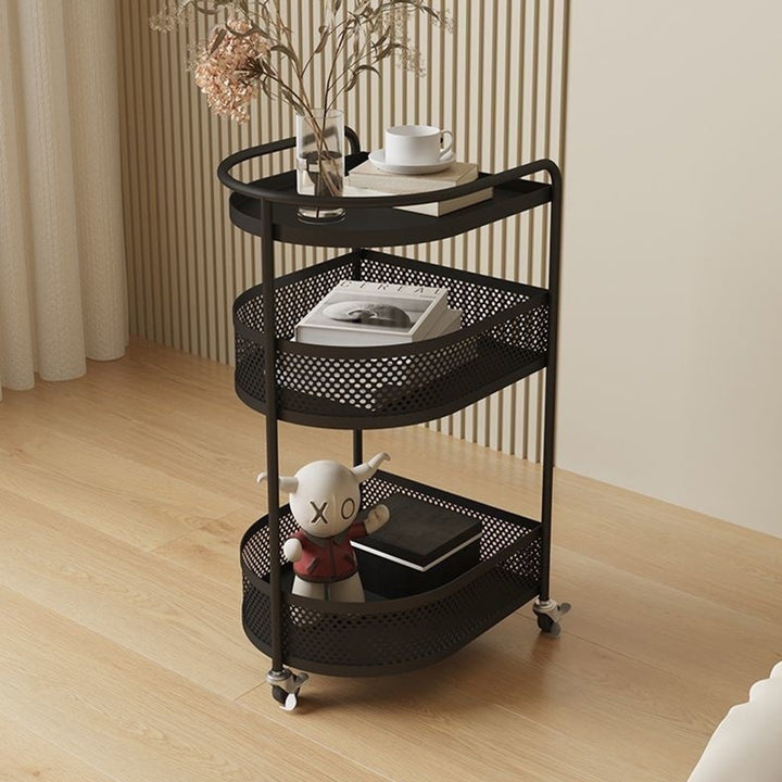 Moderner minimalistischer metallener halbkreisförmiger Beistelltisch mit 3 Ebenen für das Wohnzimmer 