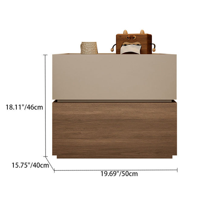 Modern Luxury Solid Wood Eco-Board Stacked Cube Nightstand With 2 Drawers For Bedroom