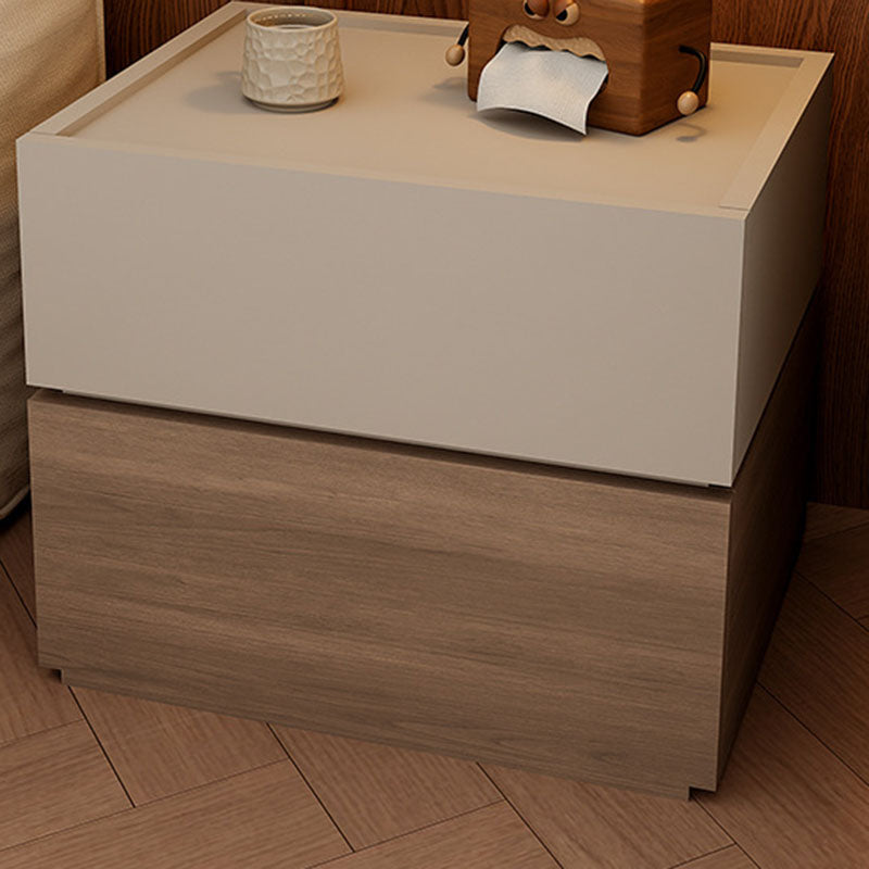 Modern Luxury Solid Wood Eco-Board Stacked Cube Nightstand With 2 Drawers For Bedroom