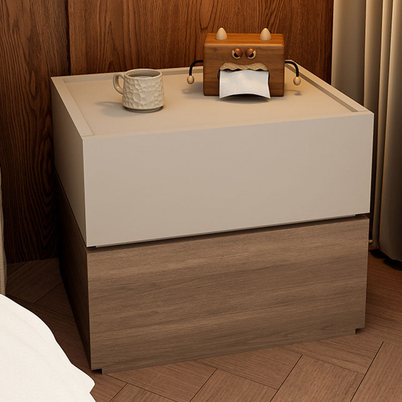 Modern Luxury Solid Wood Eco-Board Stacked Cube Nightstand With 2 Drawers For Bedroom