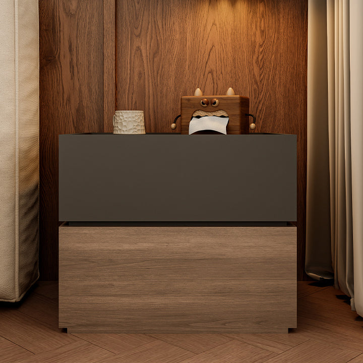 Modern Luxury Solid Wood Eco-Board Stacked Cube Nightstand With 2 Drawers For Bedroom
