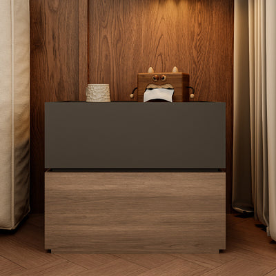 Table de chevet moderne en bois massif empilé avec 2 tiroirs pour la chambre 