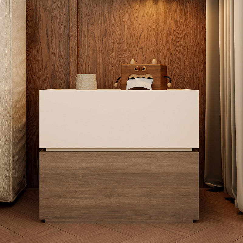 Modern Luxury Solid Wood Eco-Board Stacked Cube Nightstand With 2 Drawers For Bedroom