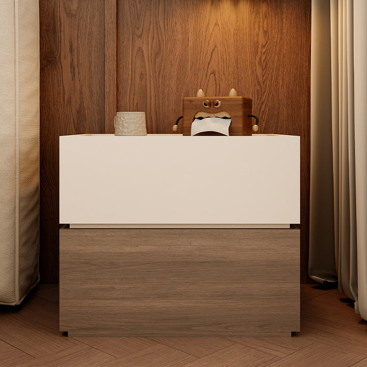 Modern Luxury Solid Wood Eco-Board Stacked Cube Nightstand With 2 Drawers For Bedroom