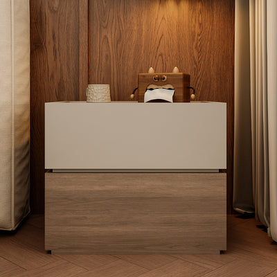 Table de chevet moderne en bois massif empilé avec 2 tiroirs pour la chambre 