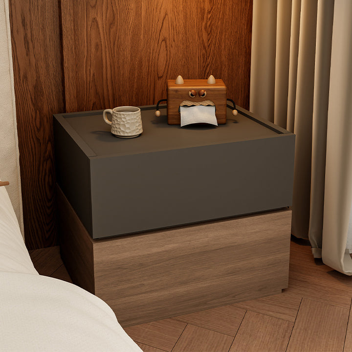 Modern Luxury Solid Wood Eco-Board Stacked Cube Nightstand With 2 Drawers For Bedroom