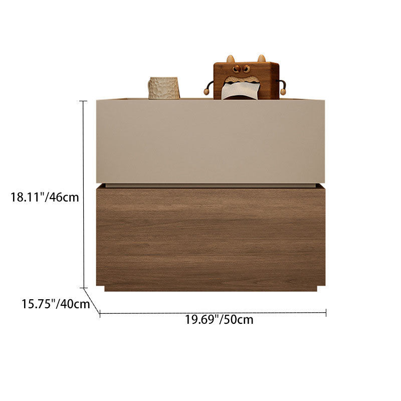 Table de chevet moderne en bois massif empilé avec 2 tiroirs pour la chambre 