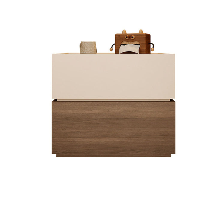 Modern Luxury Solid Wood Eco-Board Stacked Cube Nightstand With 2 Drawers For Bedroom