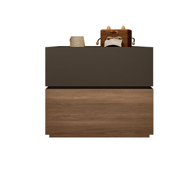 Modern Luxury Solid Wood Eco-Board Stacked Cube Nightstand With 2 Drawers For Bedroom