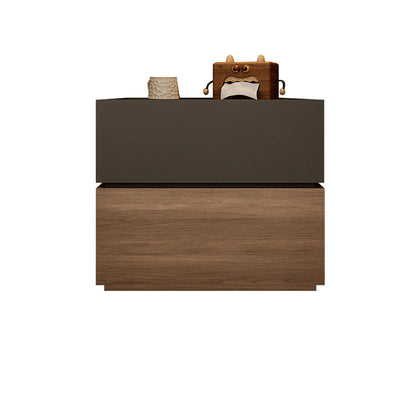 Table de chevet moderne en bois massif empilé avec 2 tiroirs pour la chambre 