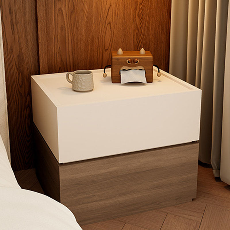 Modern Luxury Solid Wood Eco-Board Stacked Cube Nightstand With 2 Drawers For Bedroom