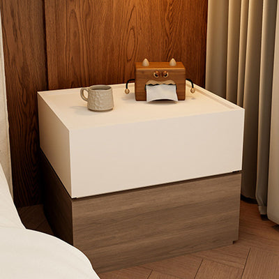 Table de chevet moderne en bois massif empilé avec 2 tiroirs pour la chambre 