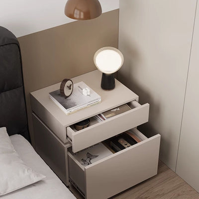 Table de nuit rectangulaire en bois massif minimaliste moderne avec 2 tiroirs pour chambre 