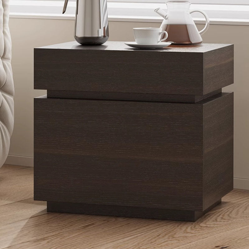 Table de nuit rectangulaire en bois massif minimaliste moderne avec 2 tiroirs pour chambre 