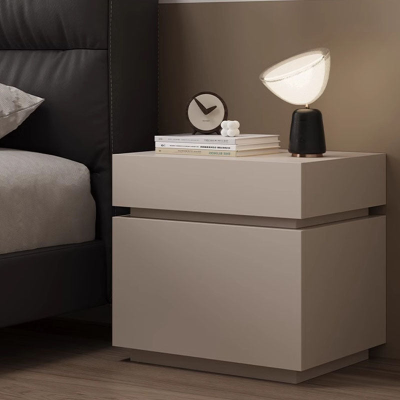 Table de nuit rectangulaire en bois massif minimaliste moderne avec 2 tiroirs pour chambre 