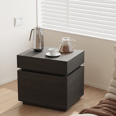 Table de nuit rectangulaire en bois massif minimaliste moderne avec 2 tiroirs pour chambre 