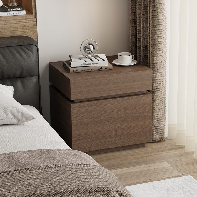 Table de nuit rectangulaire en bois massif minimaliste moderne avec 2 tiroirs pour chambre 