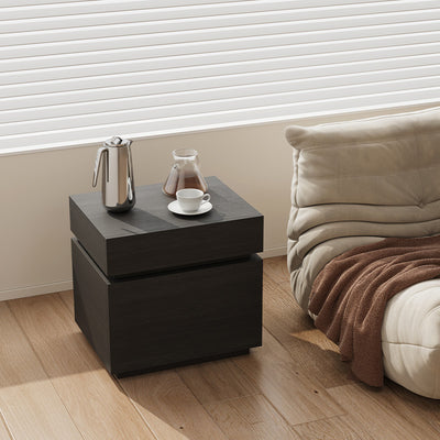 Table de nuit rectangulaire en bois massif minimaliste moderne avec 2 tiroirs pour chambre 