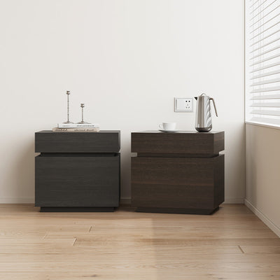 Table de nuit rectangulaire en bois massif minimaliste moderne avec 2 tiroirs pour chambre 