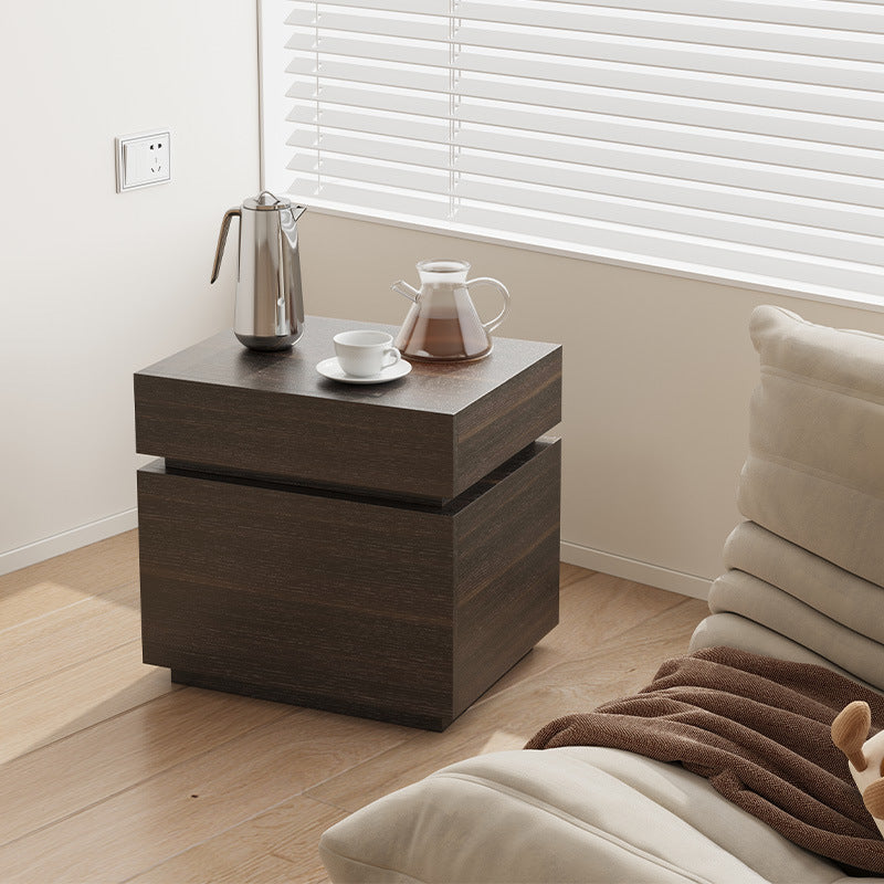 Table de nuit rectangulaire en bois massif minimaliste moderne avec 2 tiroirs pour chambre 