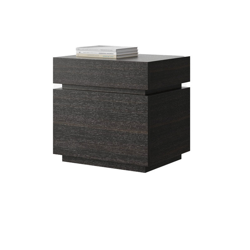Table de nuit rectangulaire en bois massif minimaliste moderne avec 2 tiroirs pour chambre 