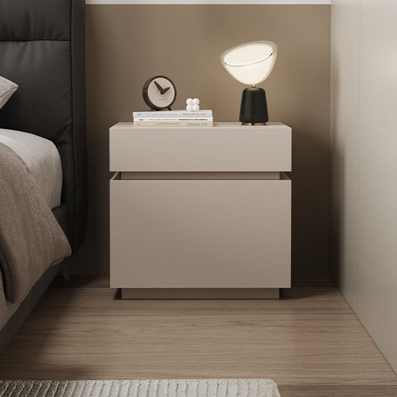 Table de nuit rectangulaire en bois massif minimaliste moderne avec 2 tiroirs pour chambre 