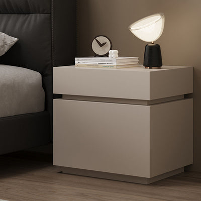 Table de nuit rectangulaire en bois massif minimaliste moderne avec 2 tiroirs pour chambre 