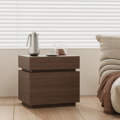 Table de nuit rectangulaire en bois massif minimaliste moderne avec 2 tiroirs pour chambre 