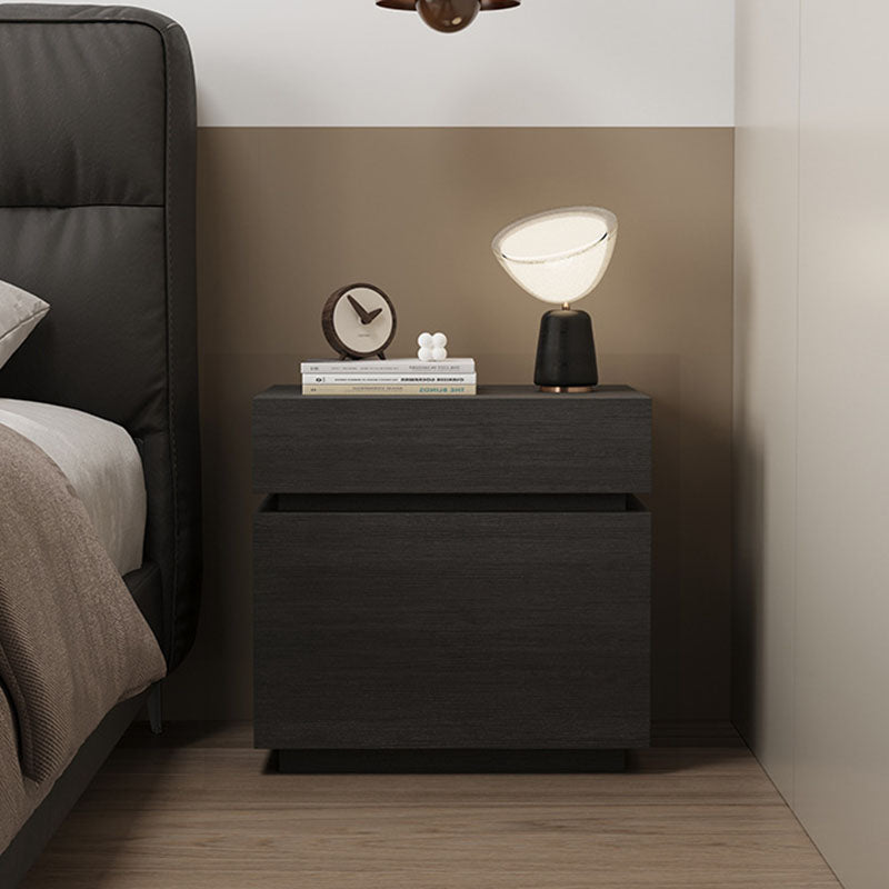 Table de nuit rectangulaire en bois massif minimaliste moderne avec 2 tiroirs pour chambre 
