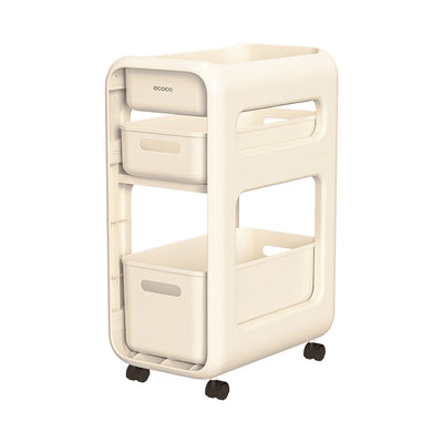 Mesa Auxiliar Móvil Cuadrada Redondeada Minimalista Moderna PP Con 2/3 Almacenamiento Para Sala de Estar 