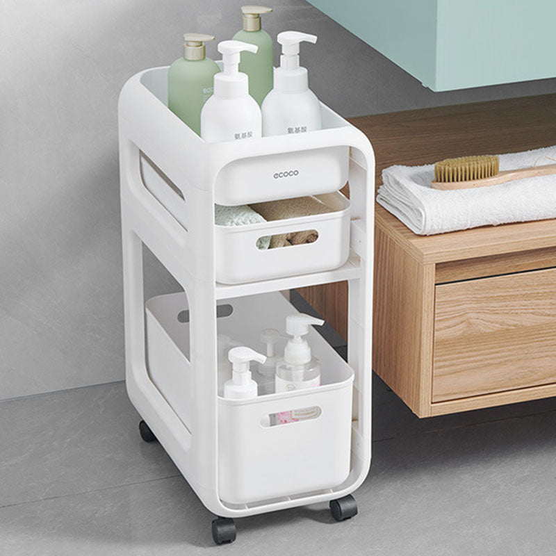 Mesa Auxiliar Móvil Cuadrada Redondeada Minimalista Moderna PP Con 2/3 Almacenamiento Para Sala de Estar 