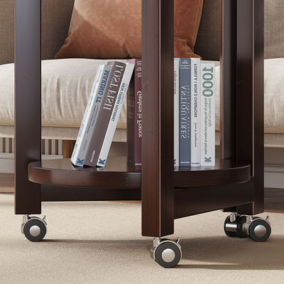 Modern Luxury Bamboo Round Mobile End Table With 2-Tier For Living Room
