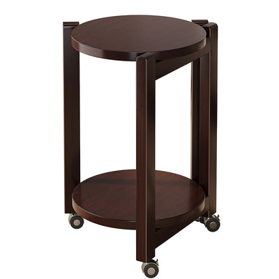 Modern Luxury Bamboo Round Mobile End Table With 2-Tier For Living Room