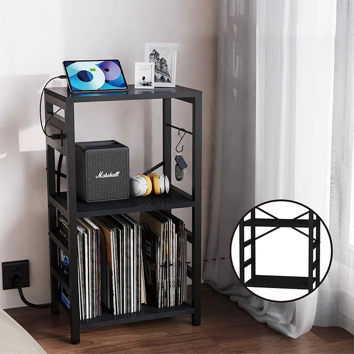 Mesa Lateral Rectangular de Metal Vintage Tradicional con 3 Niveles para Sala de Estar 
