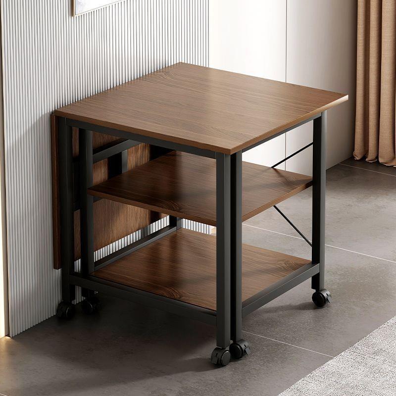 Modern Minimalist Engineered Wood Stainless Steel Movable Rectangular Side Table With 3 Tiers For Living Room