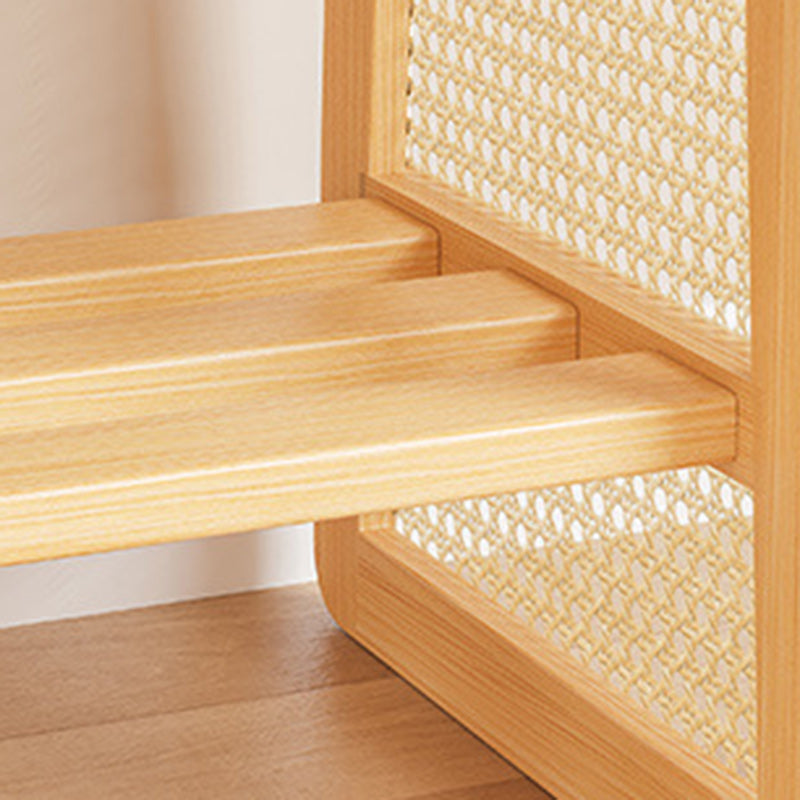 Taburete trapezoidal de madera maciza con cuero PU vintage tradicional con 1 estante para sala de estar 