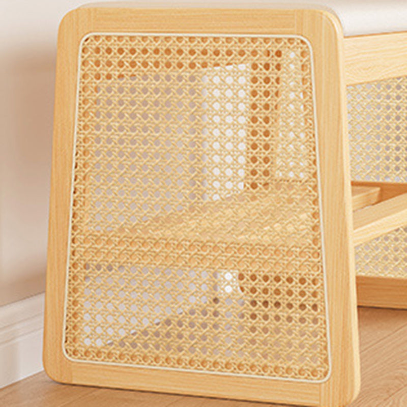 Taburete trapezoidal de madera maciza con cuero PU vintage tradicional con 1 estante para sala de estar 