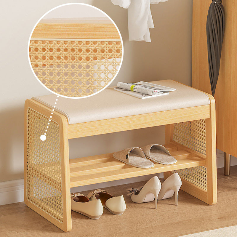 Taburete trapezoidal de madera maciza con cuero PU vintage tradicional con 1 estante para sala de estar 