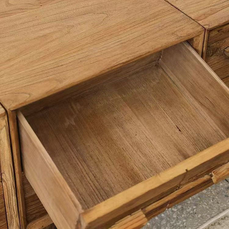 Chevet carré en bois massif chinois traditionnel à texture avec 2 tiroirs pour chambre 