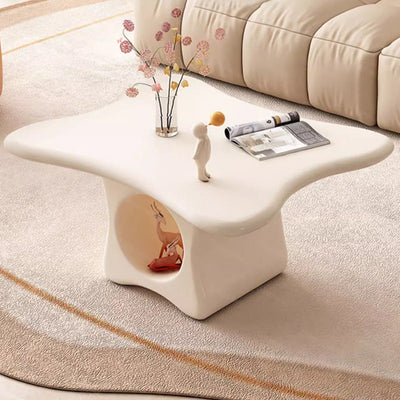 Contemporary Creative Engineered Wood Cloud-Shaped Coffee Table 1-Tier For Living Room