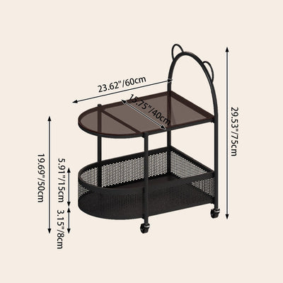 Zeitgenössischer kreativer Glas-Metall-Bärenbogenform-Beistelltisch 2-stufig für Wohnzimmer 