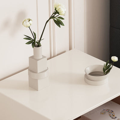 Modern Luxury Medium-Density Fiberboard Wood Stainless Steel Ball-Shaped Square Nightstand 2-Drawer For Bedroom