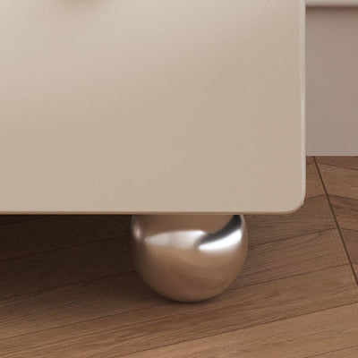 Modern Luxury Medium-Density Fiberboard Wood Stainless Steel Ball-Shaped Square Nightstand 2-Drawer For Bedroom