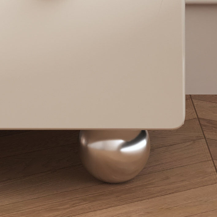 Modern Luxury Medium-Density Fiberboard Wood Stainless Steel Ball-Shaped Square Nightstand 2-Drawer For Bedroom