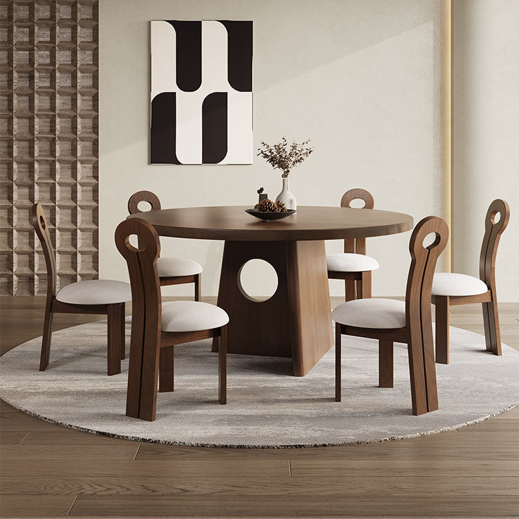 Traditional Vintage Solid Wood Round Hollow Dining Table 1-Tier For Living Room