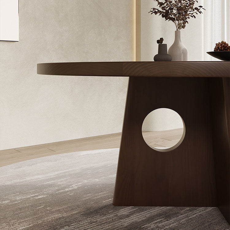 Traditional Vintage Solid Wood Round Hollow Dining Table 1-Tier For Living Room