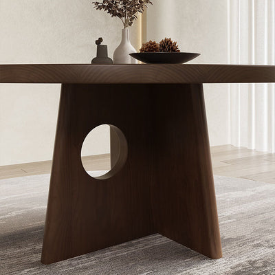Traditional Vintage Solid Wood Round Hollow Dining Table 1-Tier For Living Room