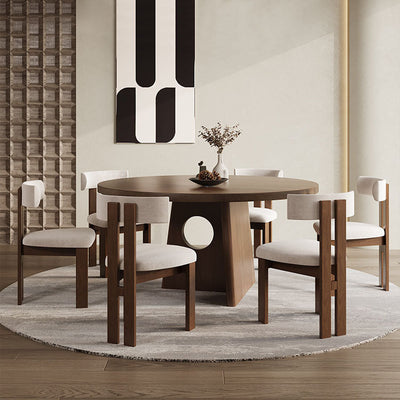 Traditional Vintage Solid Wood Round Hollow Dining Table 1-Tier For Living Room