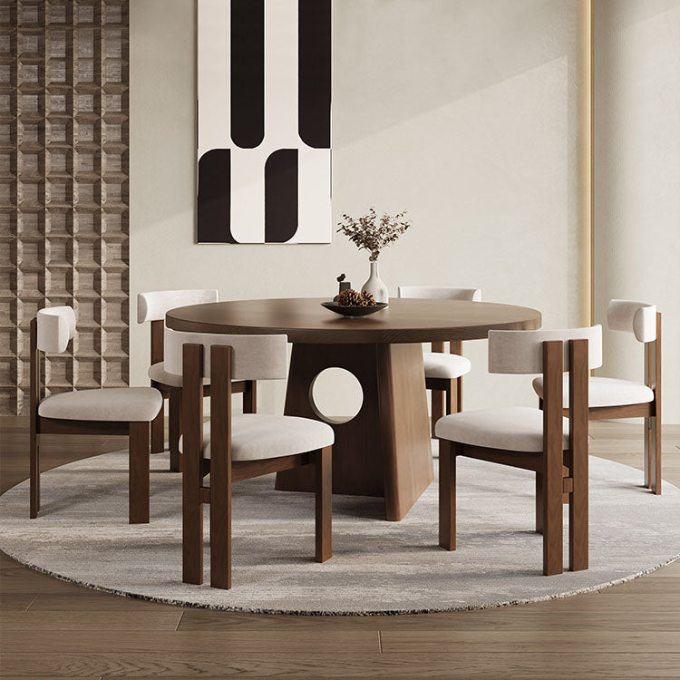 Traditional Vintage Solid Wood Round Hollow Dining Table 1-Tier For Living Room