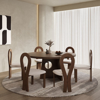 Traditional Vintage Solid Wood Round Hollow Dining Table 1-Tier For Living Room